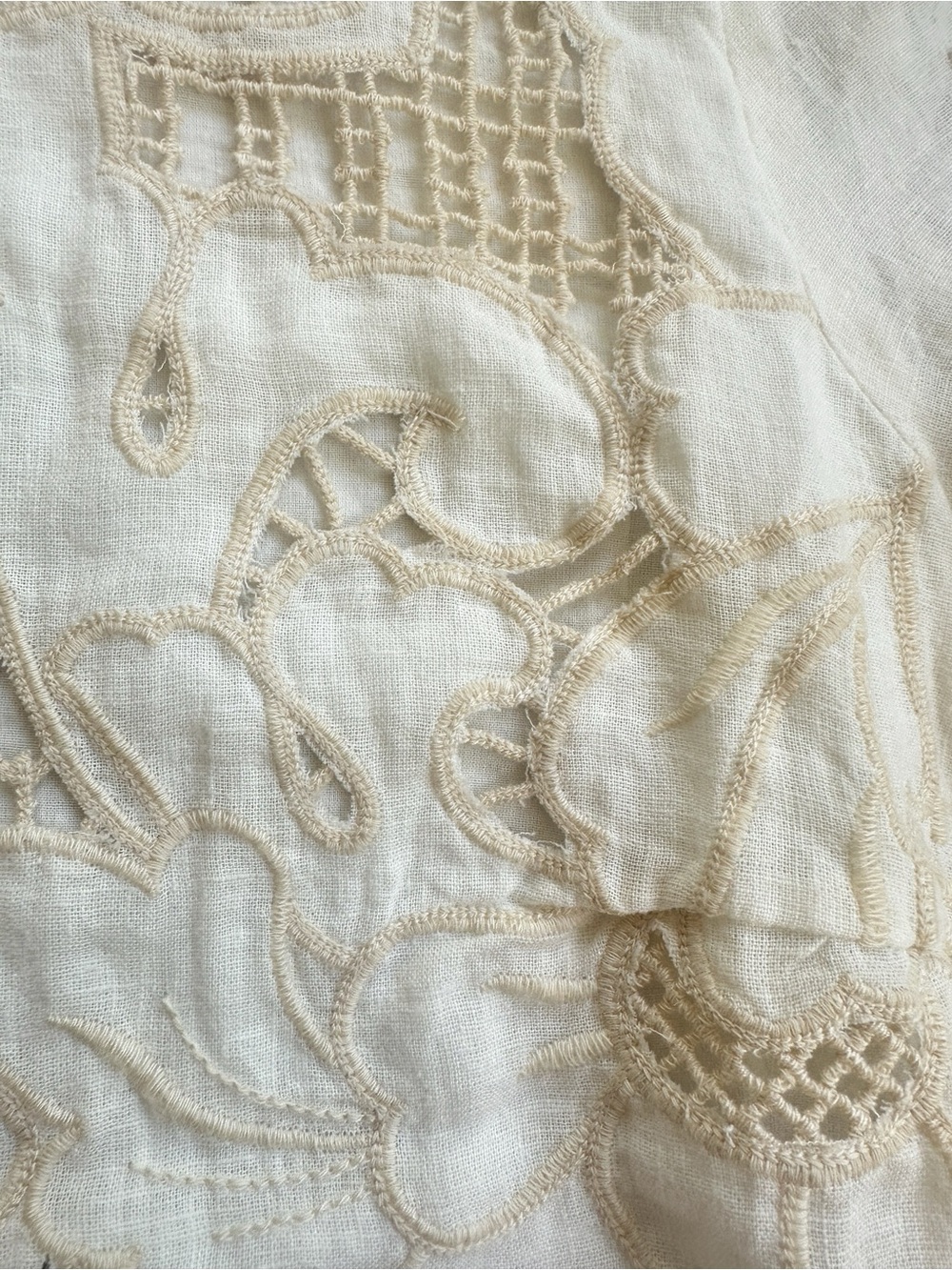 NWT Anthropologie Lainie Long Sleeve Lace Cutwork Blouse Ivory XL - Picture 7 of 16